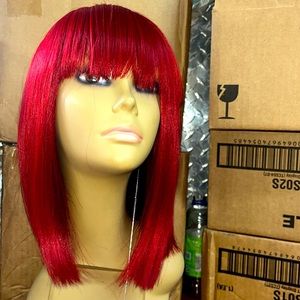 - - Red bob with bang wig